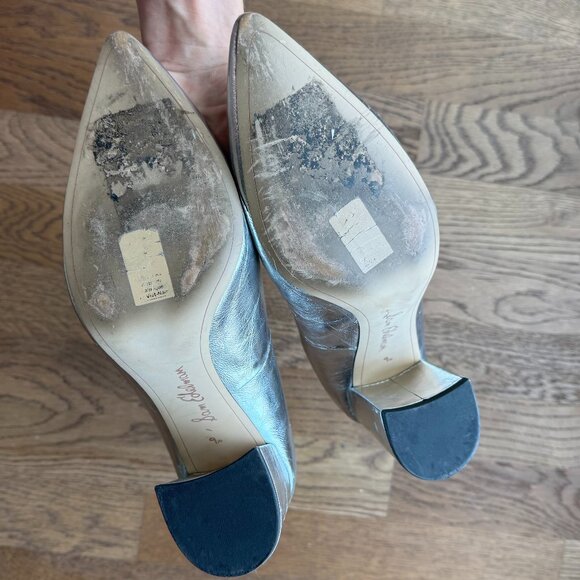 Sam Edelman Tatiana Metallic Silver Genuine Leather Block Heel Pump / Size: 10 - Picture 11 of 12